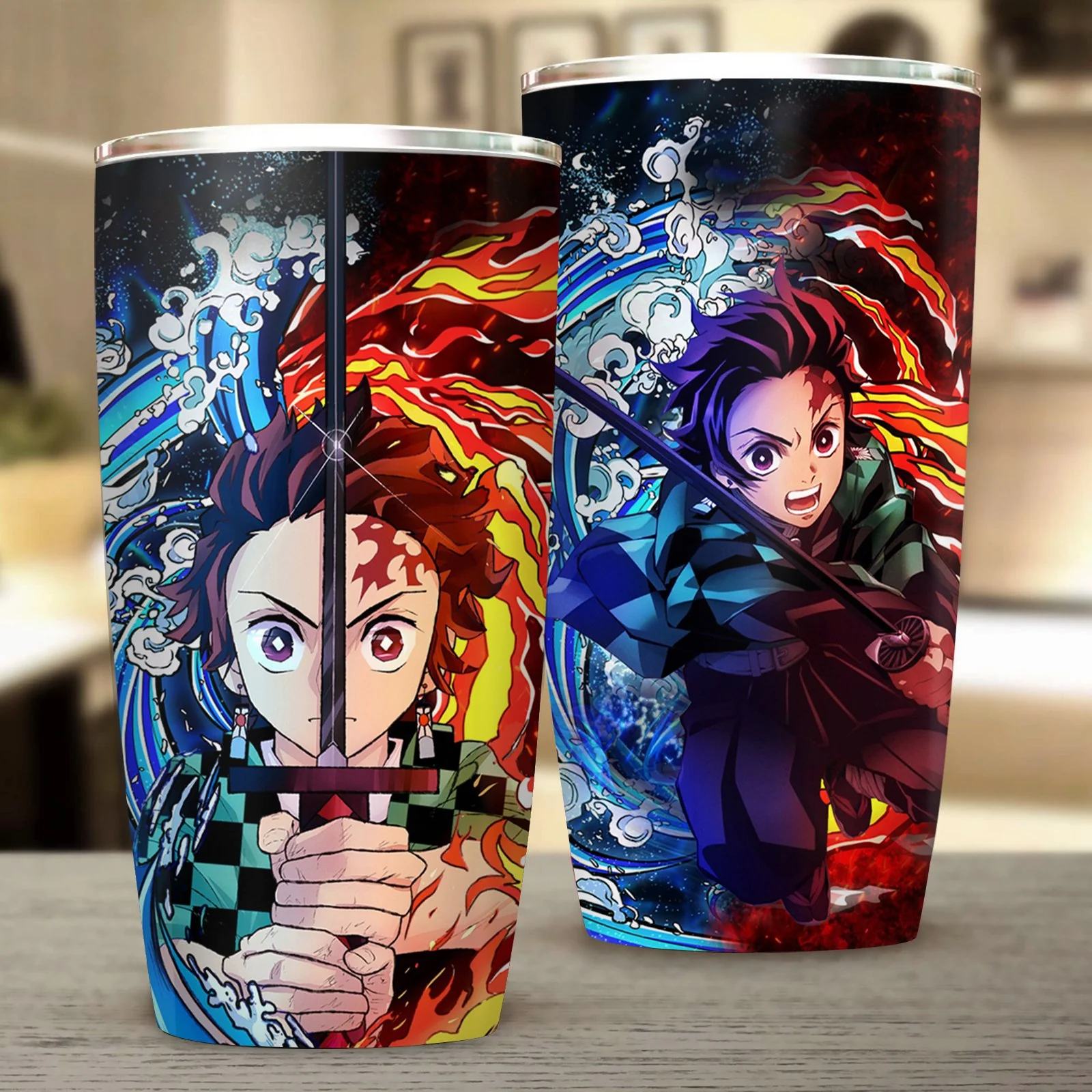 Tanjiro Sun and Water Breathing Techniques Demon Slayer Tumbler - Image 3
