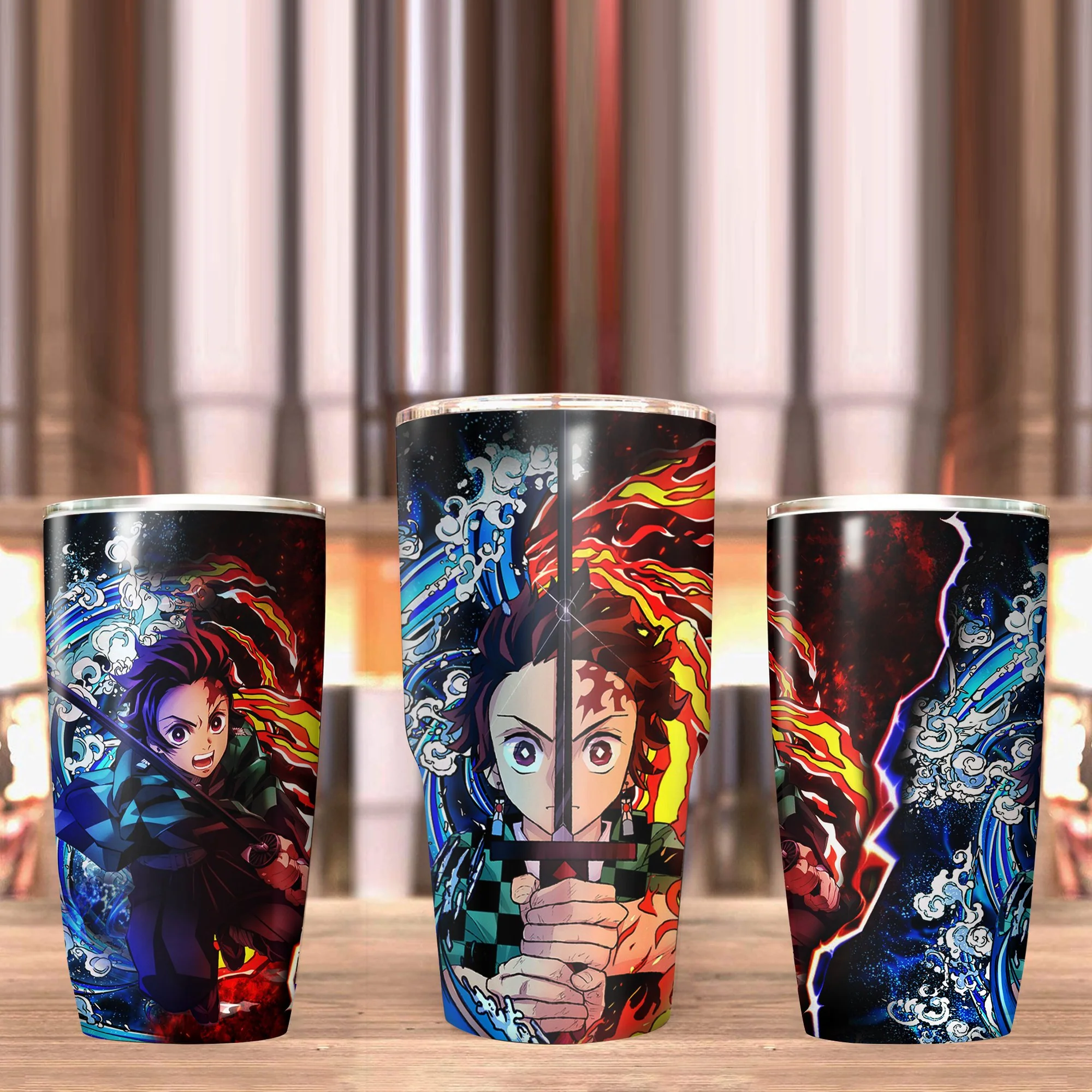 Tanjiro Sun and Water Breathing Techniques Demon Slayer Tumbler - Image 4