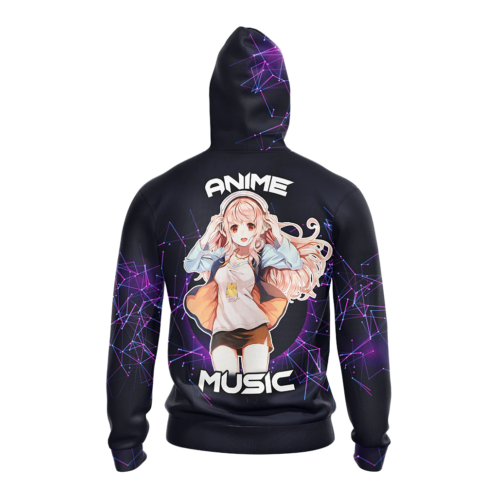 Just a girl who loves anime and music T-shirt Zip Hoodie Pullover Hoodie - Image 9