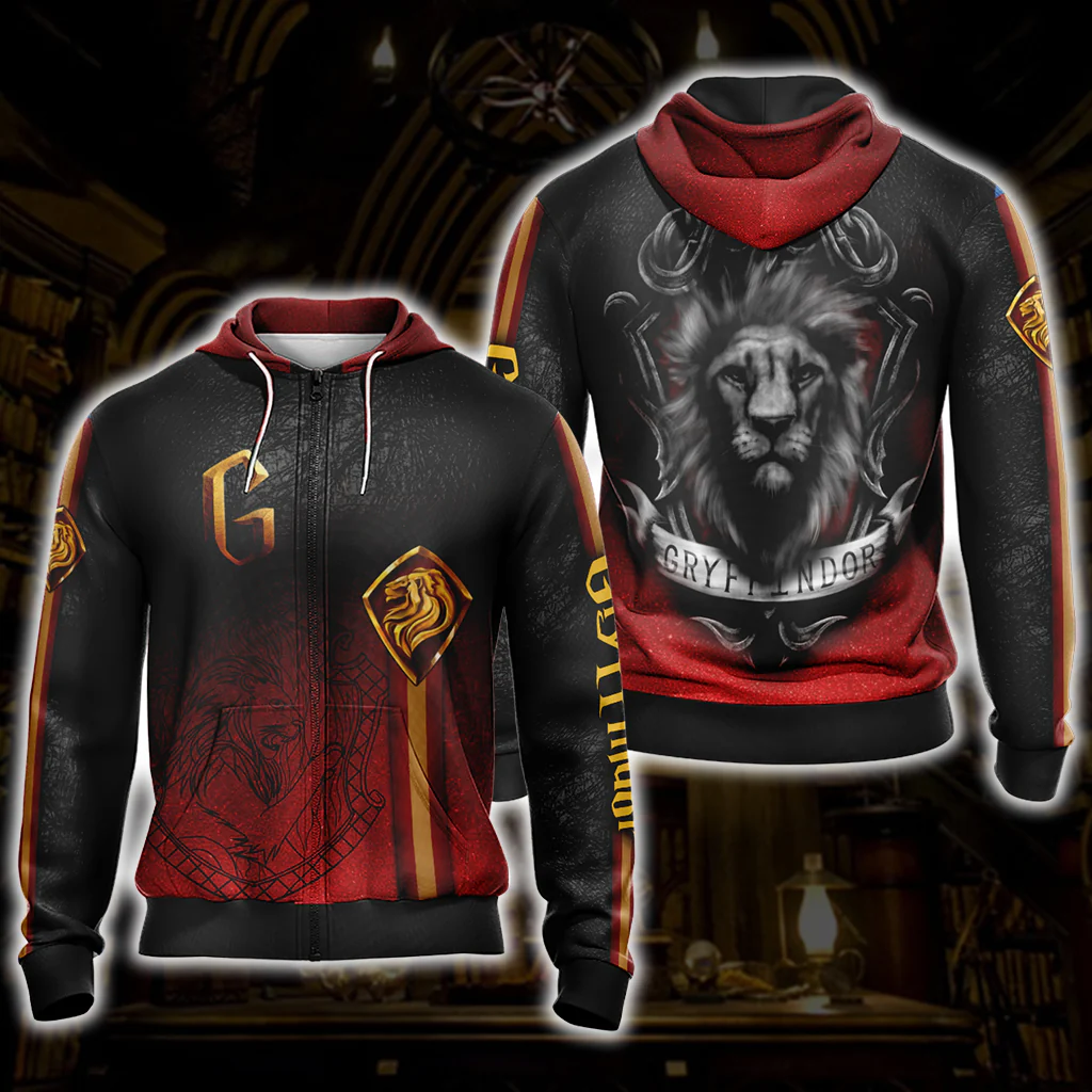 Harry Potter Hogwarts House Gryffindor Slytherin Ravenclaw Hufflepuff T-shirt Zip Hoodie Pullover Hoodie - Image 12