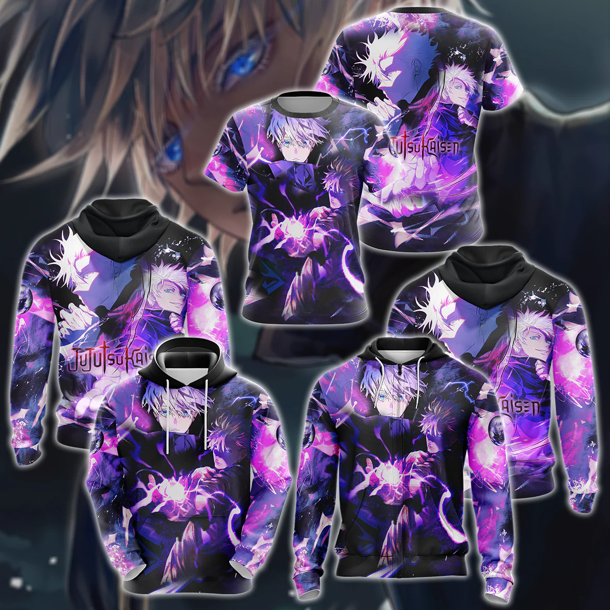 Jujutsu Kaisen Gojo Satoru 3D All Over Print T-shirt Tank Top Zip Hoodie Pullover Hoodie Hawaiian Shirt Beach Shorts Jogger - Image 3