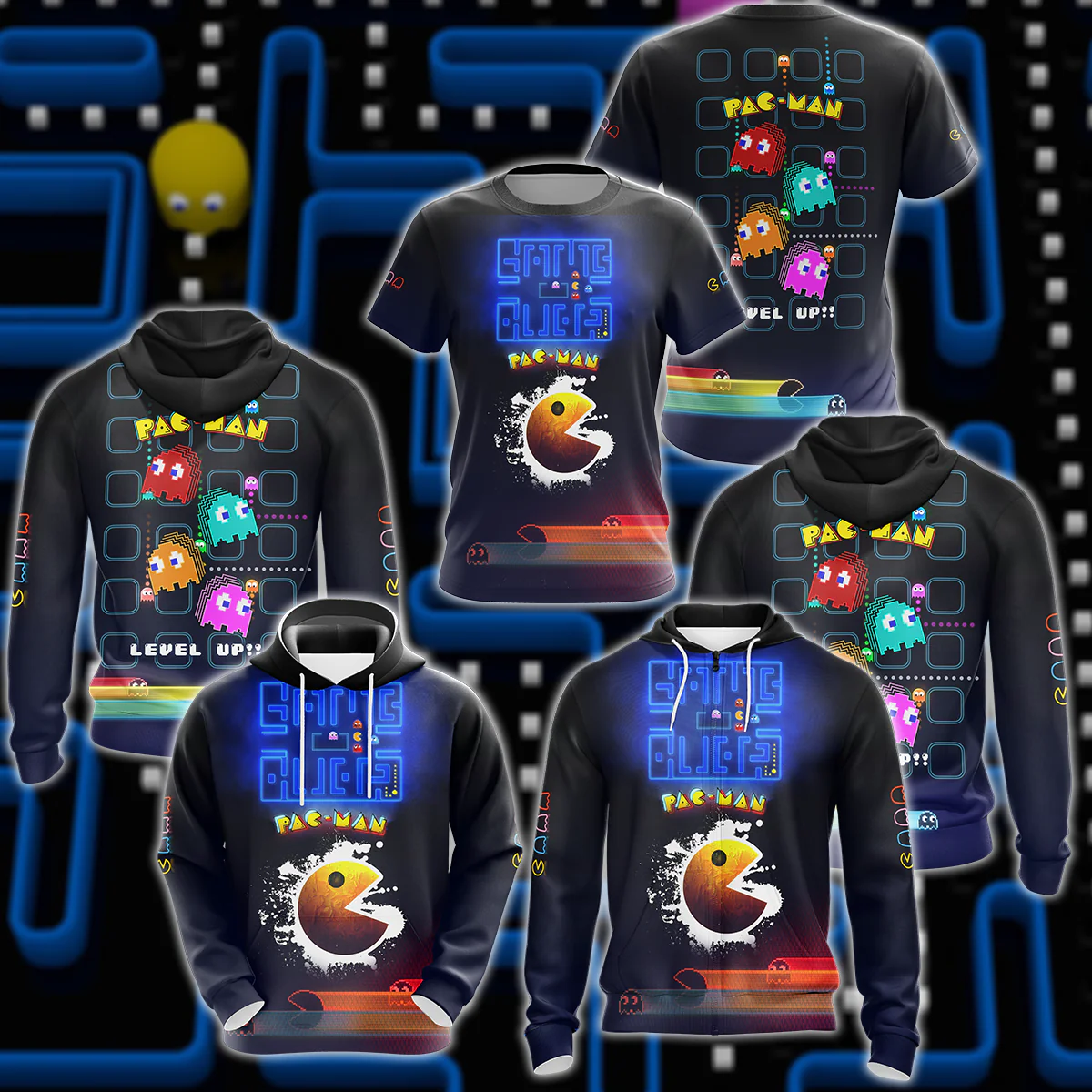 Pac Man Video Game 3D All Over Print T-shirt Tank Top Zip Hoodie Pullover Hoodie Hawaiian Shirt Beach Shorts Jogger - Image 5