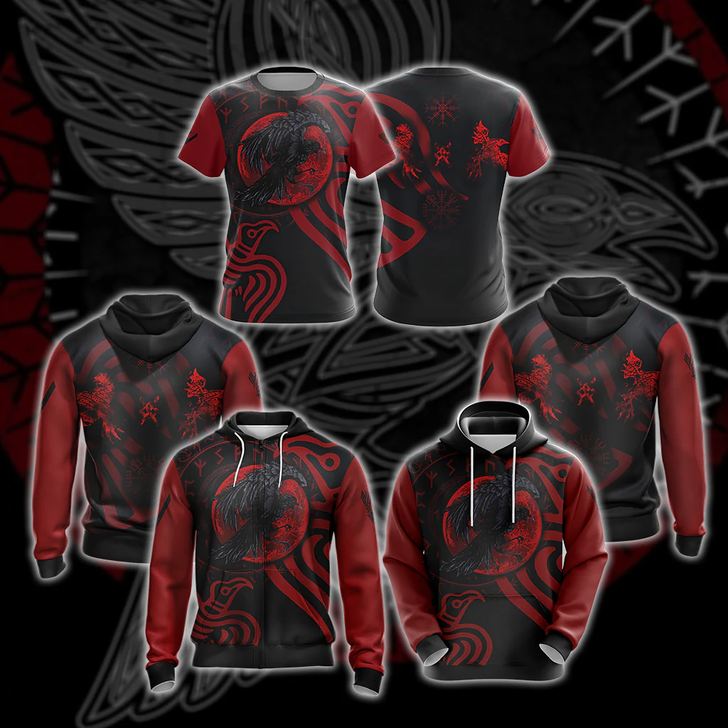 Vikings - Ravens Unisex 3D T-shirt - Image 8