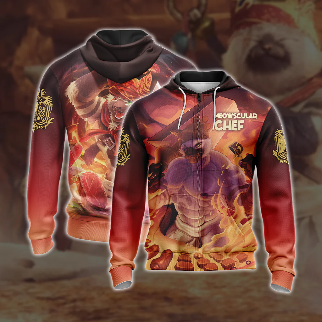 Monster Hunter Meowscular Chef Unisex 3D T-shirt - Image 5