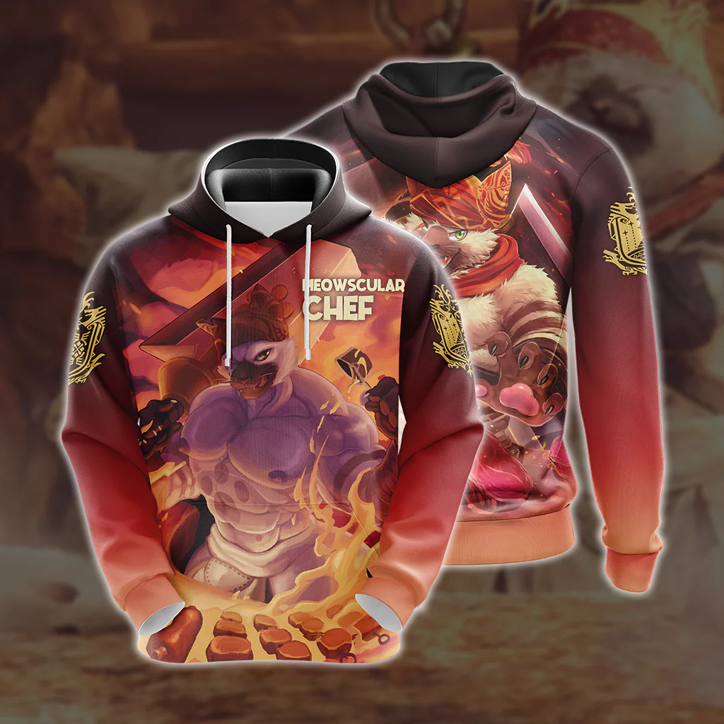 Monster Hunter Meowscular Chef Unisex 3D T-shirt - Image 6